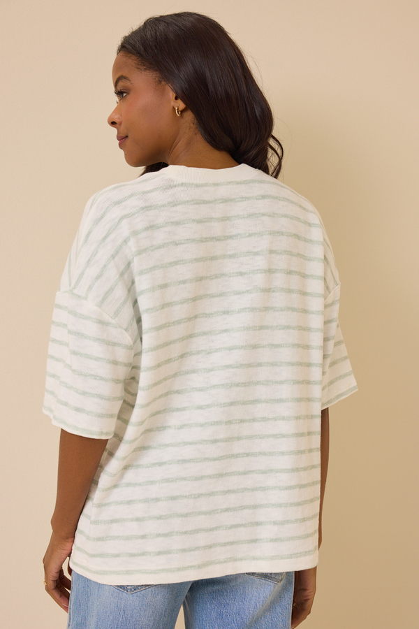 Hayden Oversized Stripe Tee Detail 4 - Altar'd State