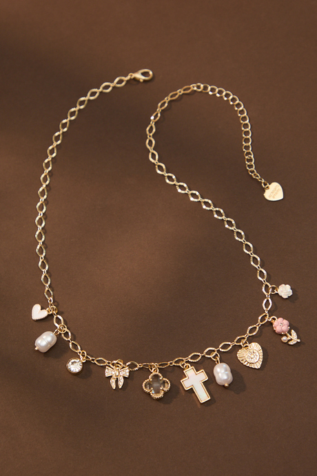 Cross Pearl Charm Necklace - Altar'd State