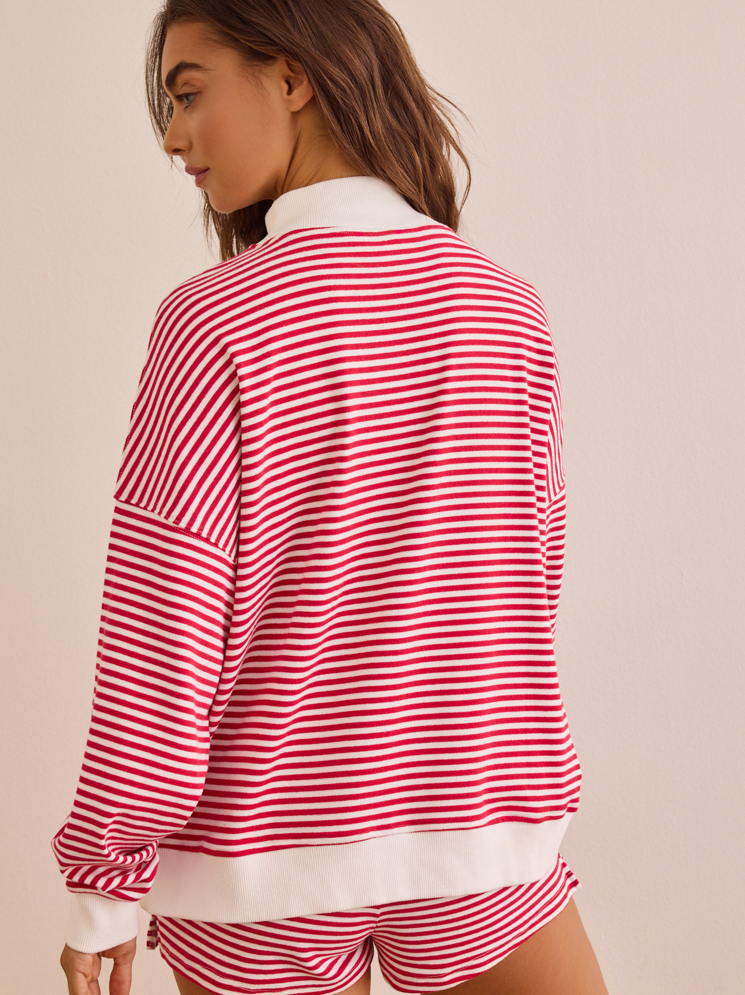 USA Stripe Mockneck Pullover in Red & White | AS Revival