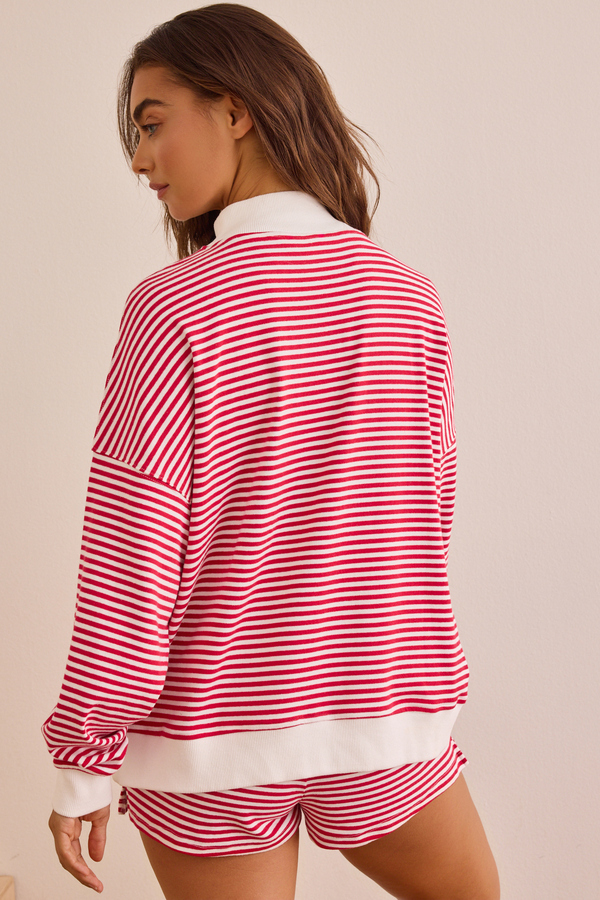 USA Stripe Mockneck Pullover Detail 4 - Altar'd State