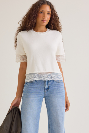 Sol Lace Trim Sweater - Altar'd State