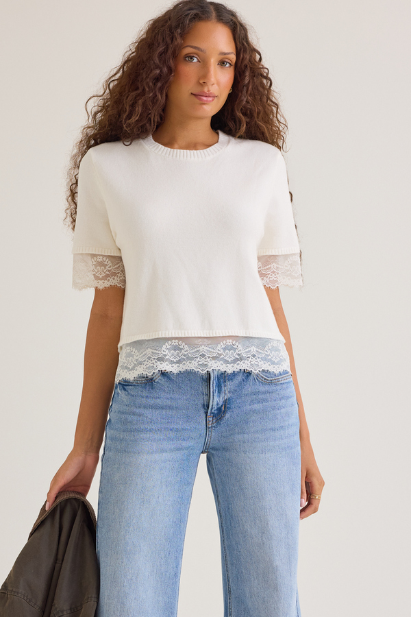 Sol Lace Trim Sweater - Altar'd State