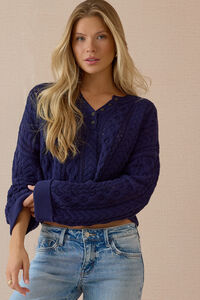 Stormie Textured Henley Sweater Detail 5 - Altar'd State