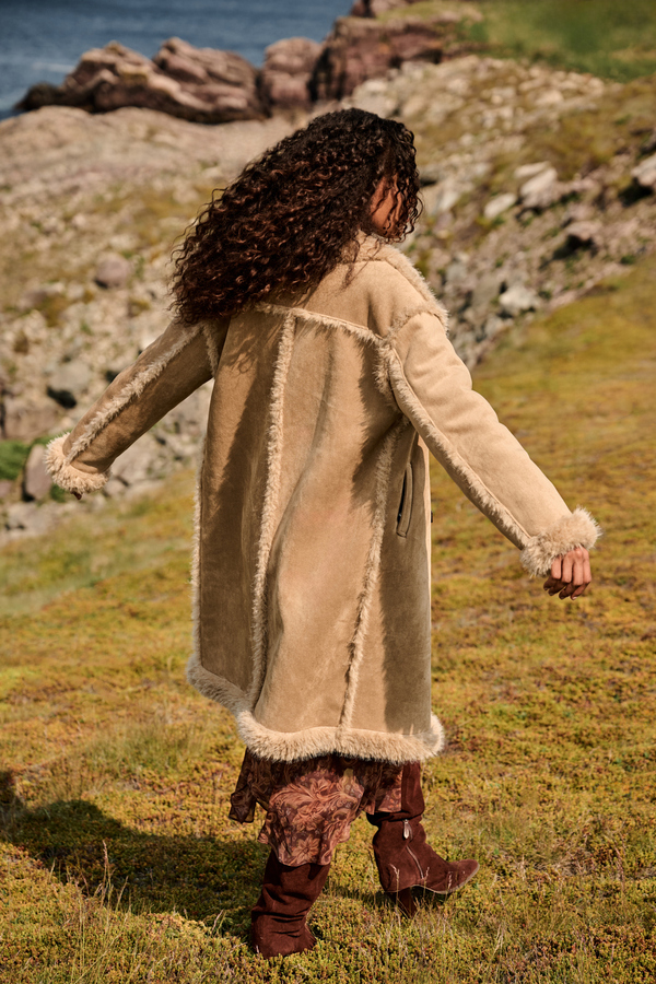 Savannah Faux Suede Coat Detail 5 - Altar'd State