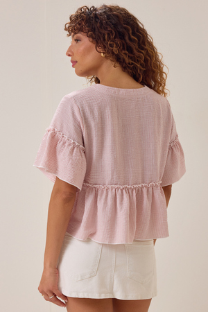 Calista Stripe Peplum Top - Altar'd State - 