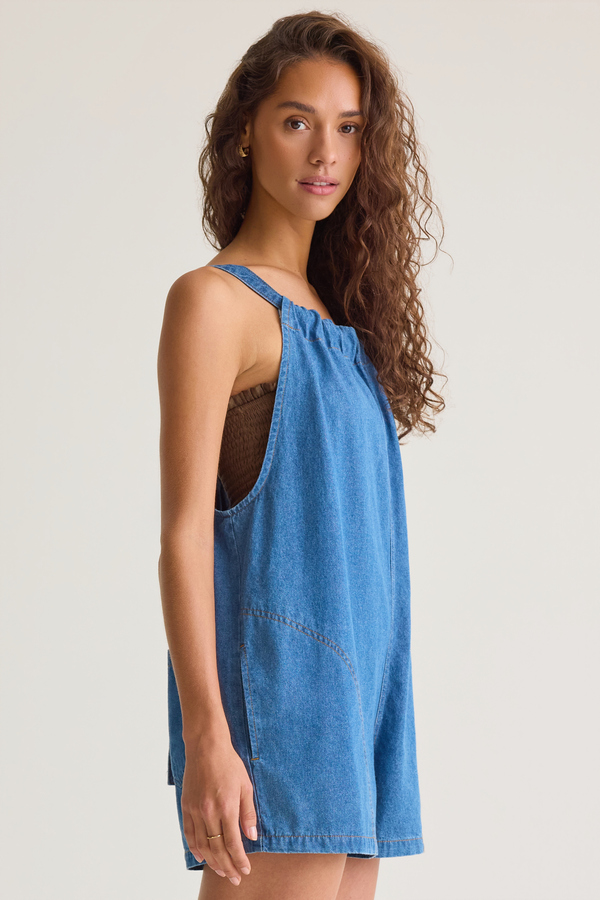Riley Denim Halter Romper Detail 5 - Altar'd State