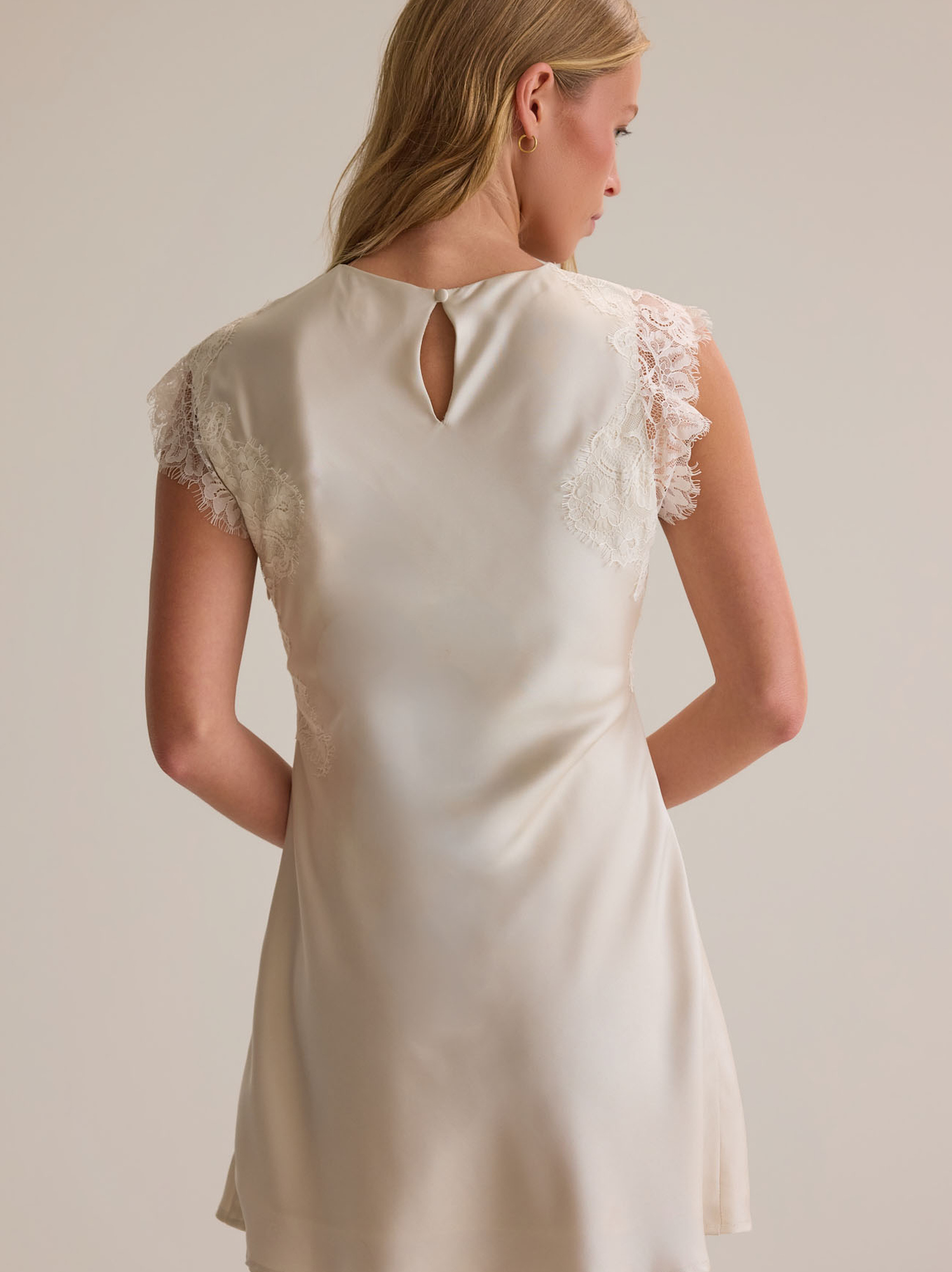 knee length dresses for ladies Jamie Cream Satin Strapless Mini Dress - US 8