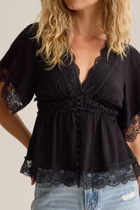 Evanelle Lace Babydoll Top Detail 2 - Altar'd State