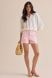 Carleigh Striped Denim Shorts - Altar'd State