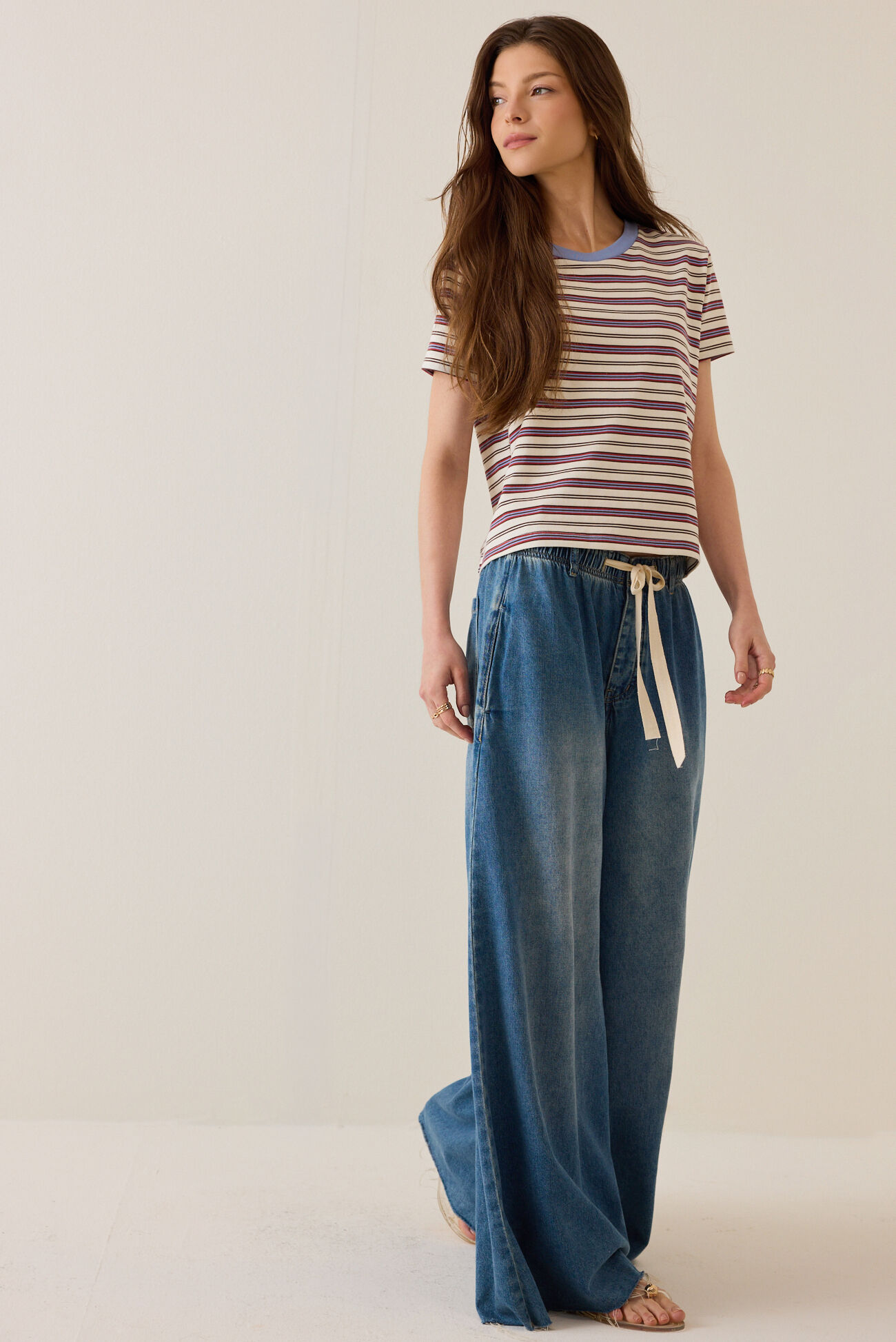 Kristie Stripe Contrast Trim Tee