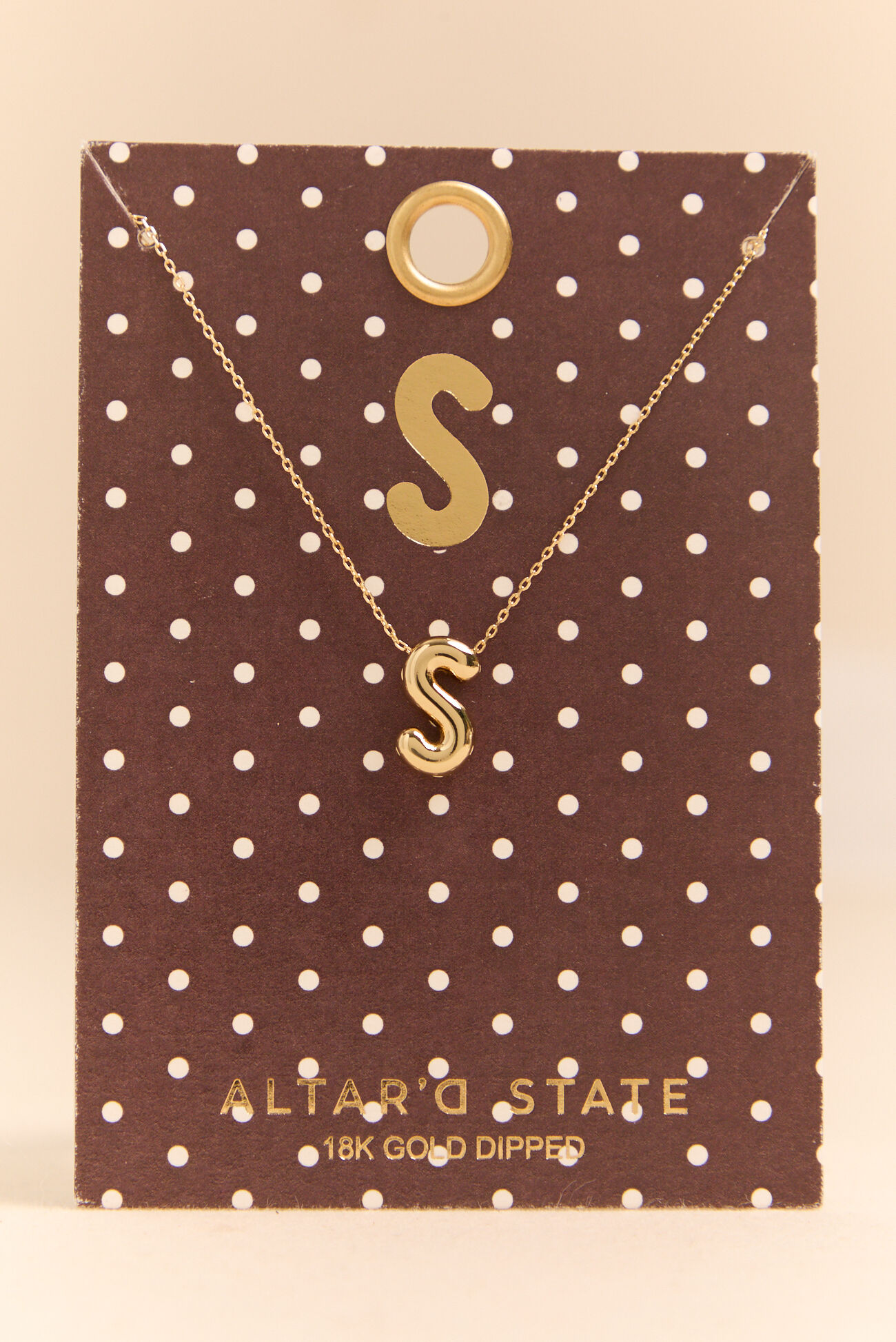 18K Gold S Bubble Monogram Necklace