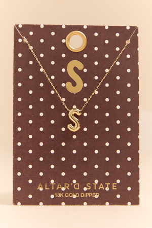 18K Gold S Bubble Monogram Necklace - Altar'd State - 