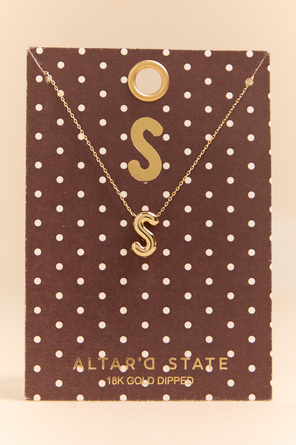 18K Gold S Bubble Monogram Necklace - Altar'd State