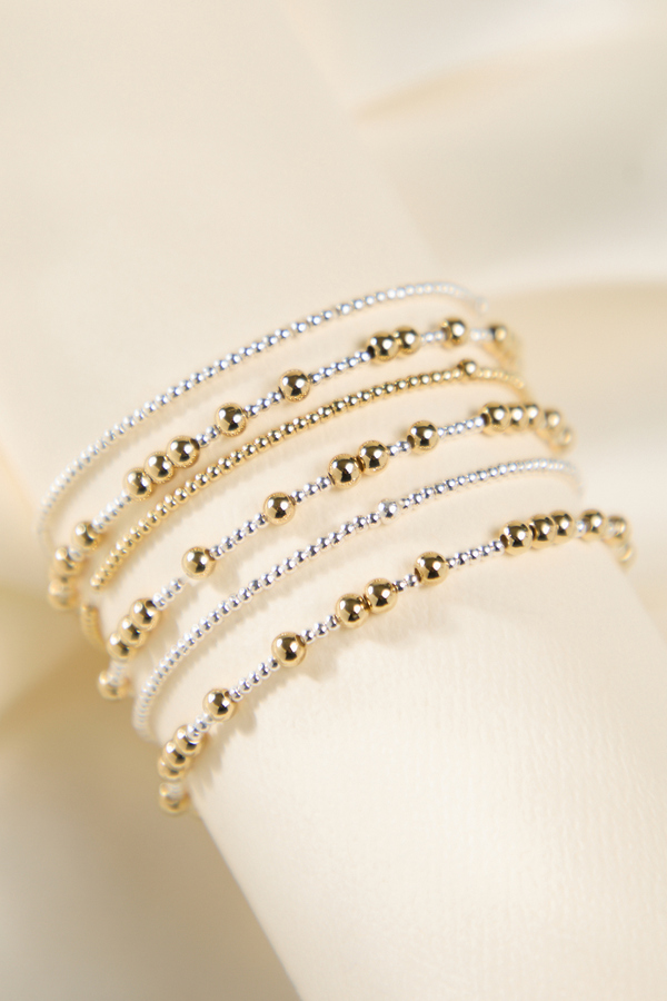 Mixed Metal Gold Bead Bracelet Detail 2 - Altar'd State