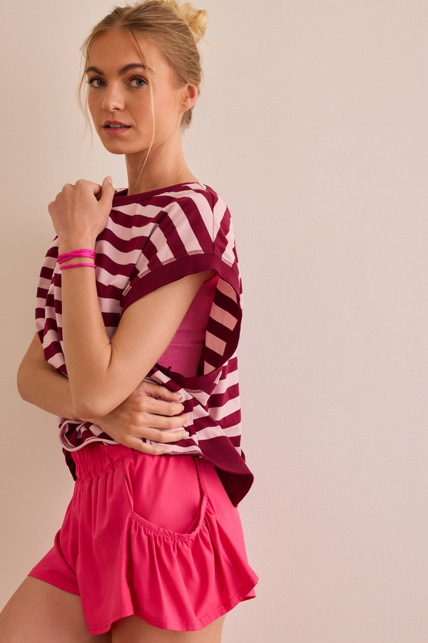 In Motion Stripe Circle Back Tee Detail 4 - Altar'd State