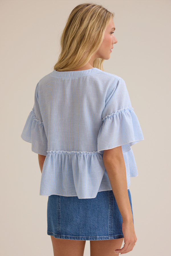 Calista Stripe Peplum Top Detail 4 - Altar'd State