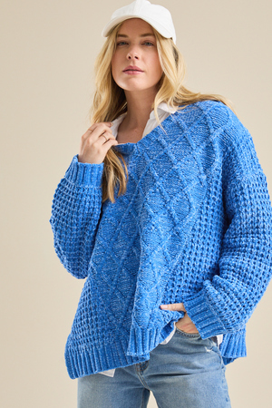 
        Luca Knit Sweater in Blue | Altar'd State
    