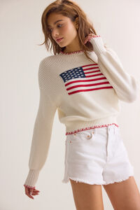 Newport American Flag Contrast Sweater Detail 3 - Altar'd State