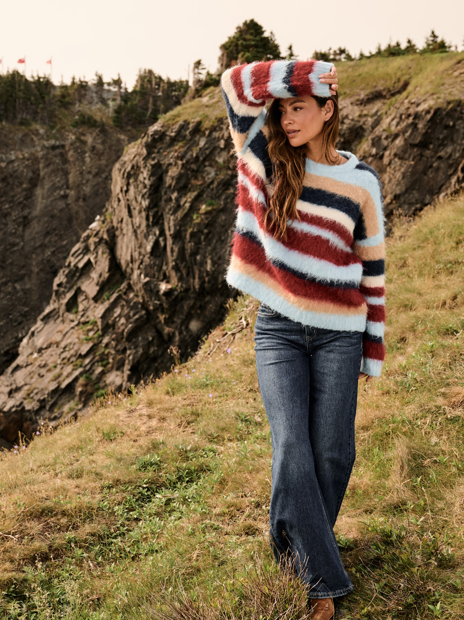 Hazel Striped Sweater in Blue Multi | Altar'd State