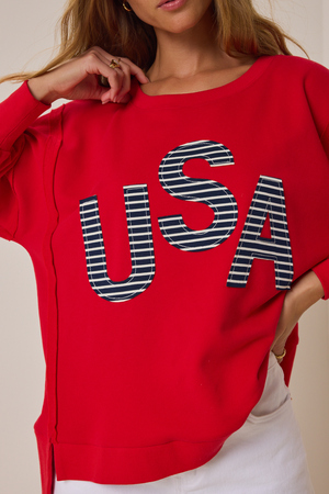 USA Striped Applique Sweatshirt - Altar'd State