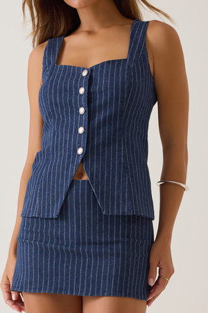 Liza Stripe Denim Vest - Altar'd State