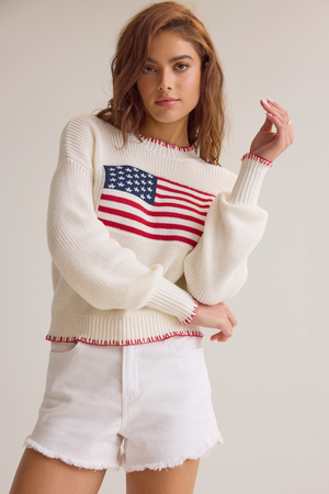 Newport American Flag Contrast Sweater - Altar'd State
