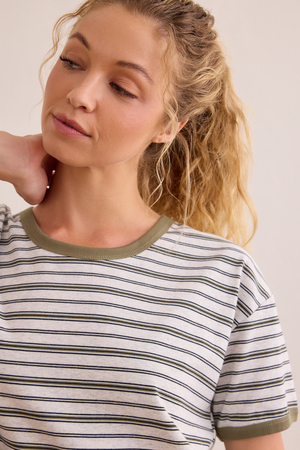 Power Stripe Ringer Boxy Tee - Altar'd State - 