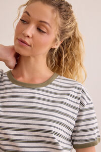 Power Stripe Ringer Boxy Tee Detail 2 - Altar'd State