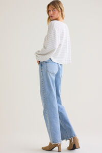 Adrienne Long-Sleeve Urban-Rib Striped V-Neck Boxy Top Detail 6 - Altar'd State