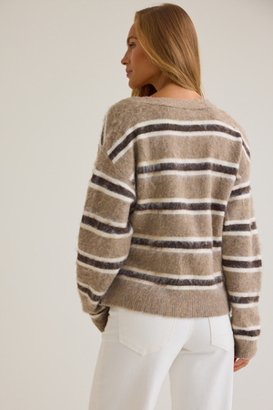 Maya Hairy Stripe Wrap Cardigan - Altar'd State - 