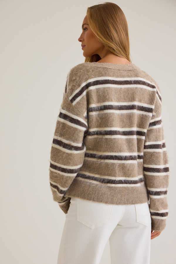 Maya Hairy Stripe Wrap Cardigan Detail 4 - Altar'd State
