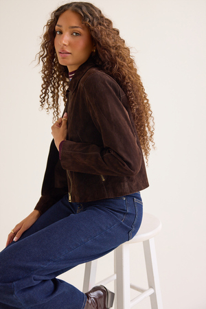 Aaliyah Faux Suede Zip Jacket - Altar'd State - 