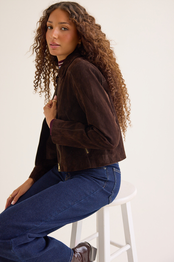 Aaliyah Faux Suede Zip Jacket Detail 3 - Altar'd State