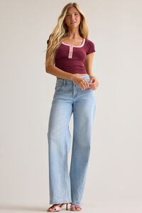 Lennox Contrast Trim Henley Cami - Altar'd State