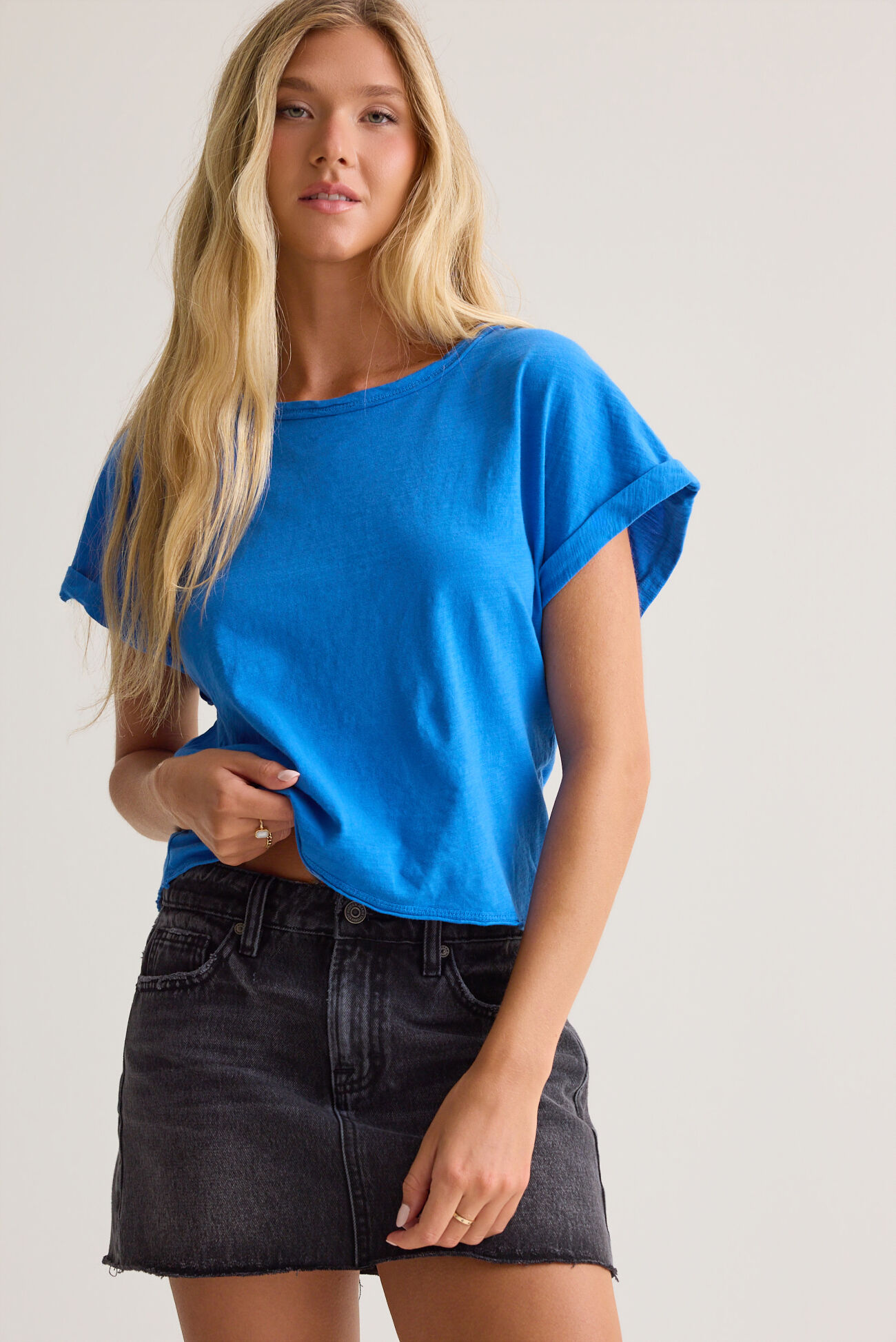 Demi Slub Roll Sleeve Tee