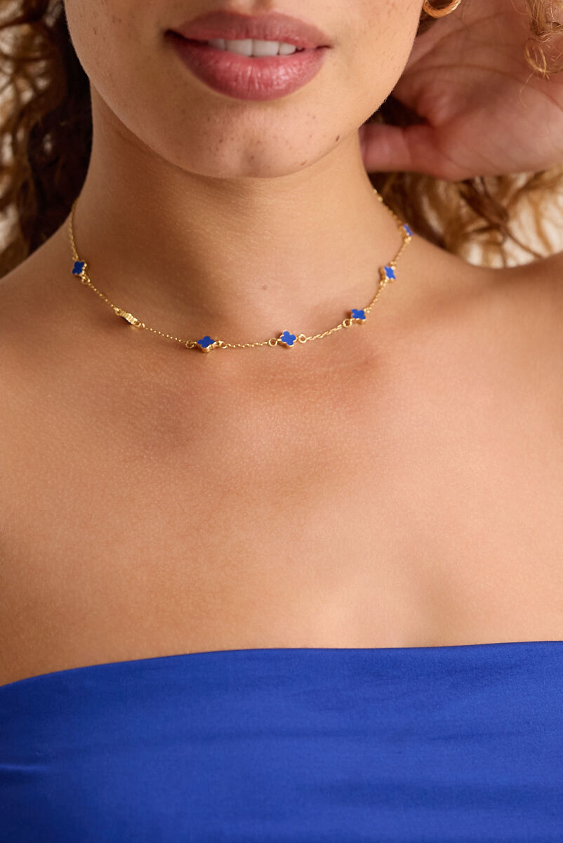 18K Gold Dainty Clover Choker
