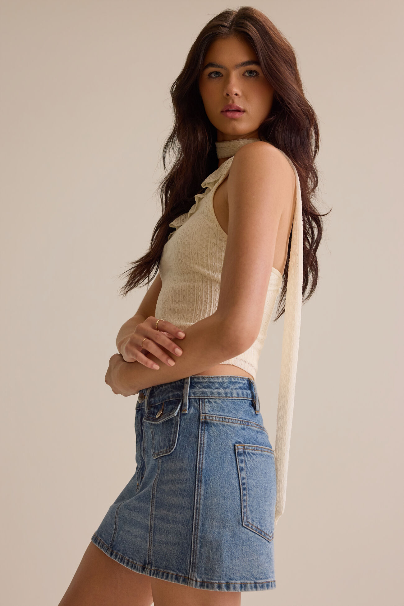Brenna One Shoulder Lace Tank