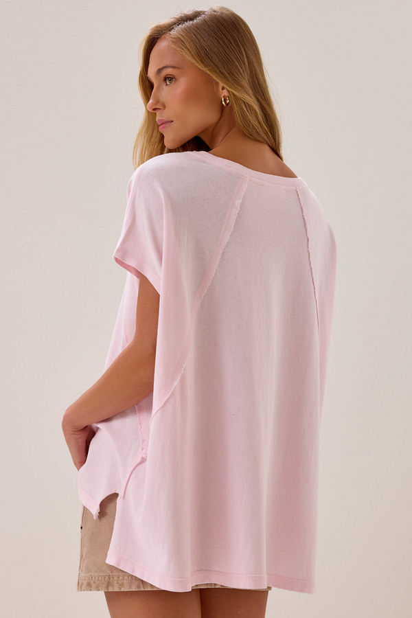 Rane Oversized V-Neck Tee in Soft Pink | Altar'd State