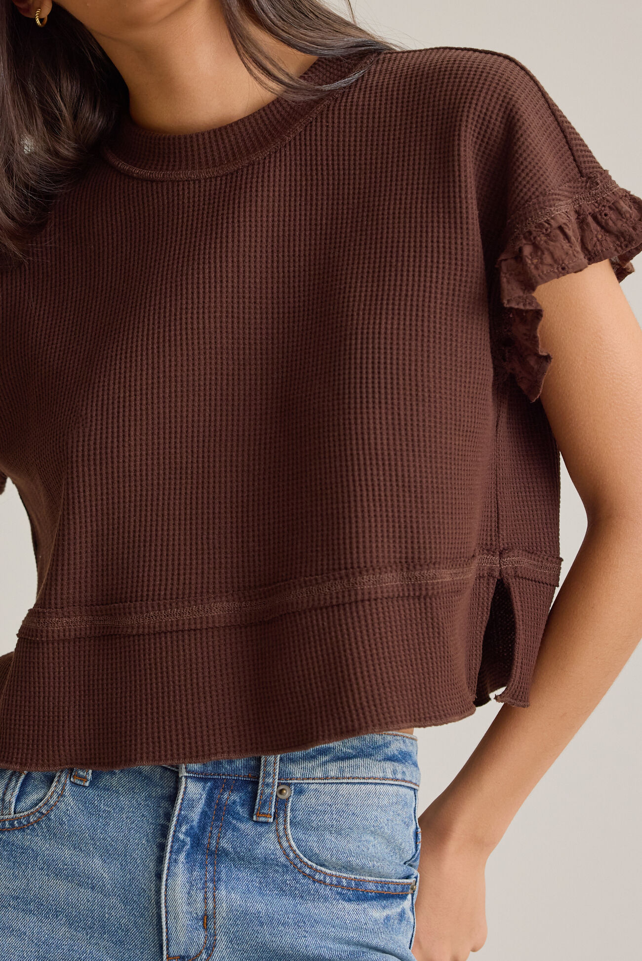 Ellis Thermal Lace Sleeve Top