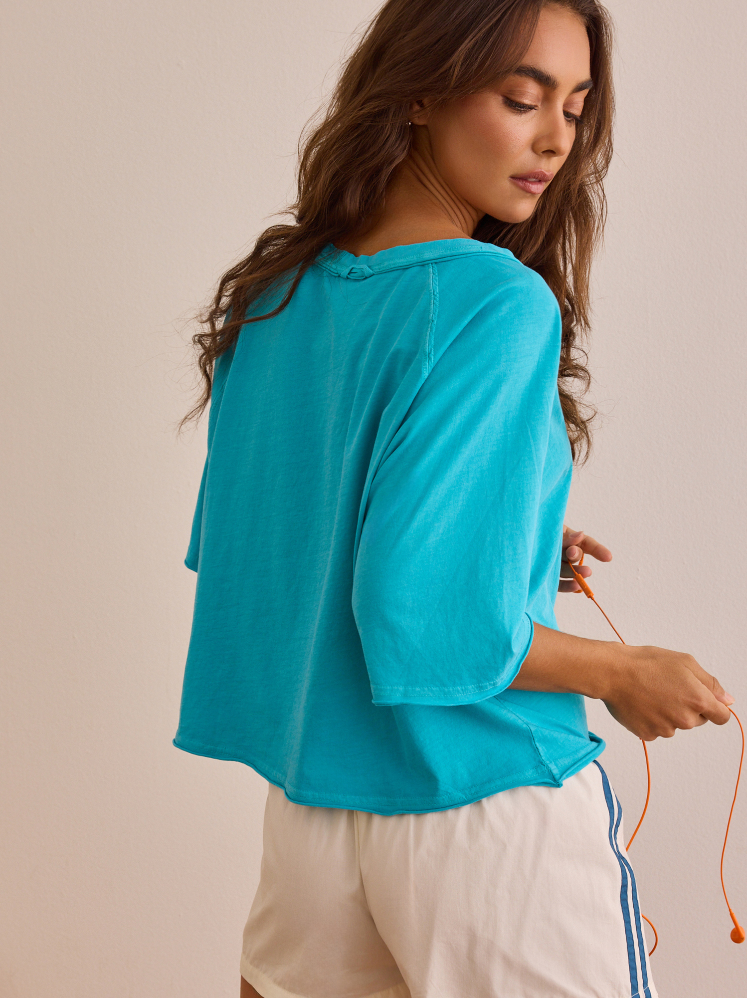 Sideline Snap Boxy Tee in Sea Blue | AS Revival