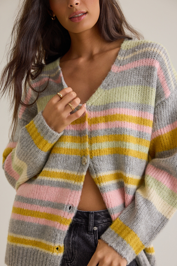 Nikki Striped Cardigan Detail 3 - Altar'd State