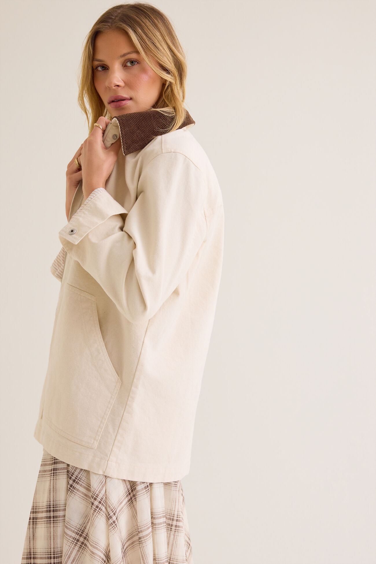 Jacee Canvas Button Down Barn Jacket