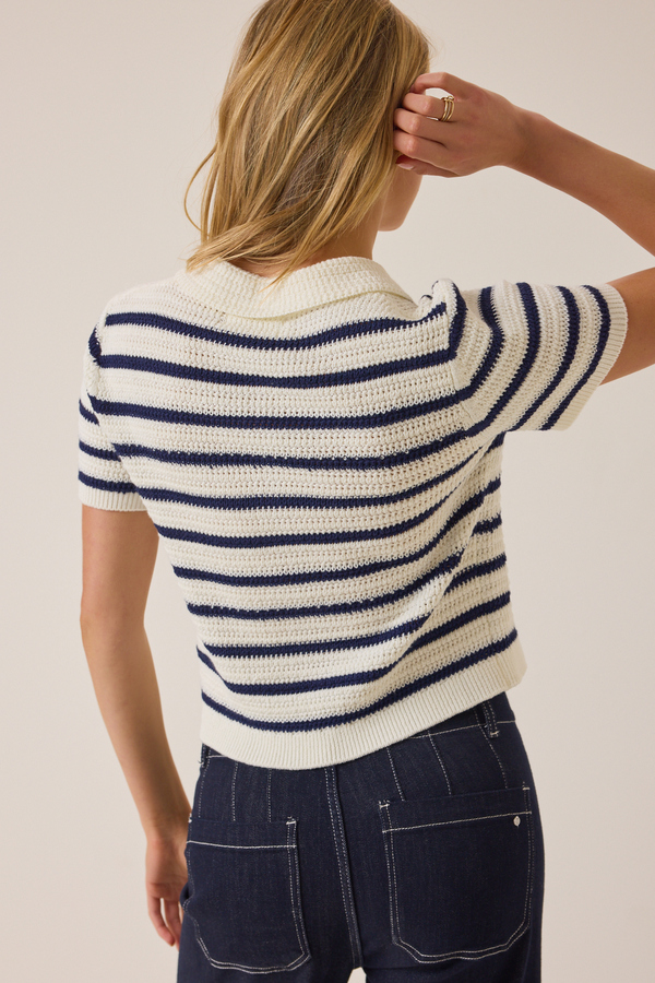 Bowie Stripe Knit Polo Detail 4 - Altar'd State