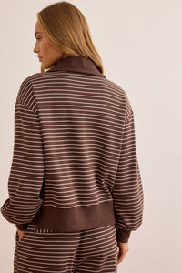Fine Line Stripe Quarter-Zip Pullover Detail 6 - Altar'd State