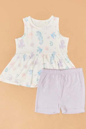 Floral Sea Creature Peplum Top and Short Set - Altar'd State - 