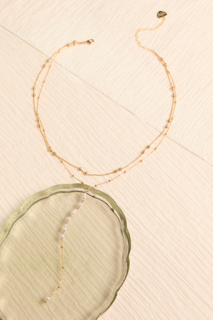18K Gold Double Layer Y Necklace - Altar'd State