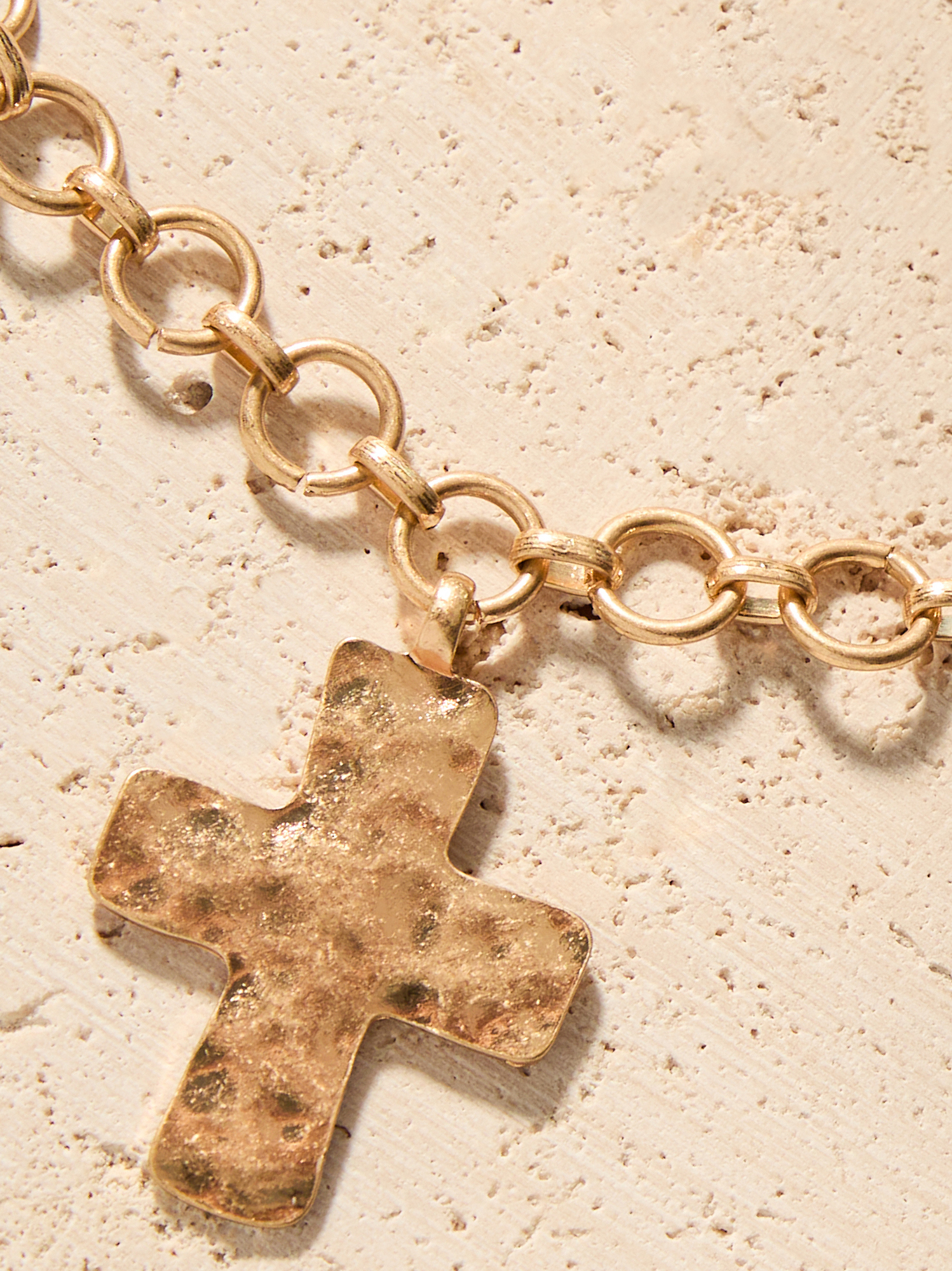 Textured Cross Charm Necklace in Gold | Altar