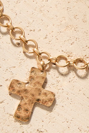 Textured Cross Charm Necklace - Altar'd State - 