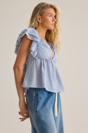 Kim Stripe Ruffle Top - Altar'd State