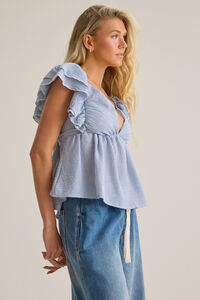 Kim Stripe Ruffle Top Detail 4 - Altar'd State